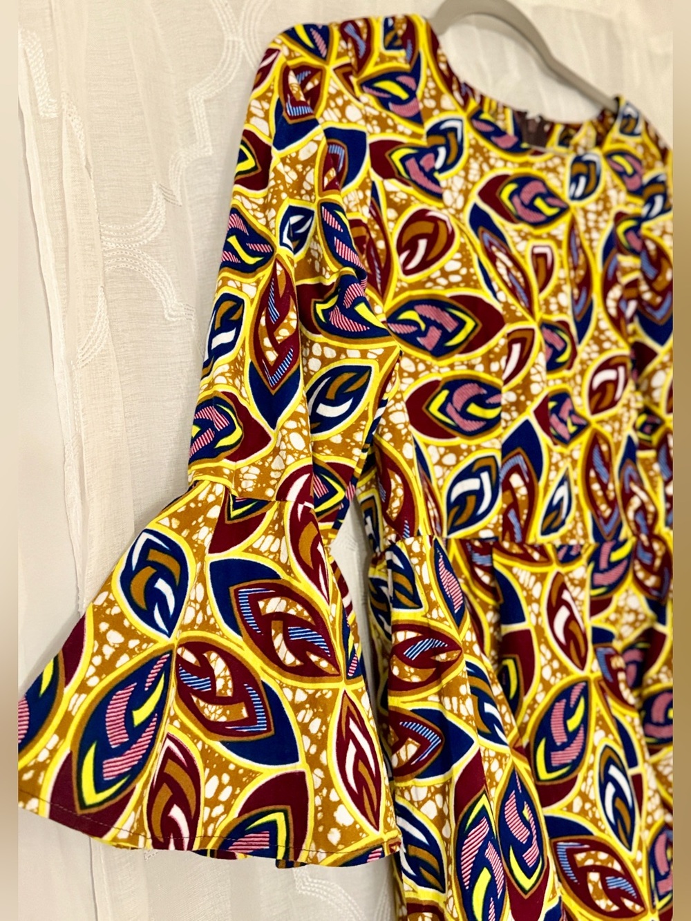 3/4 Sleeve Mustard Abstract Print Fit & Flare Dress | Women’s Medium/Large | - Picture 5 of 12